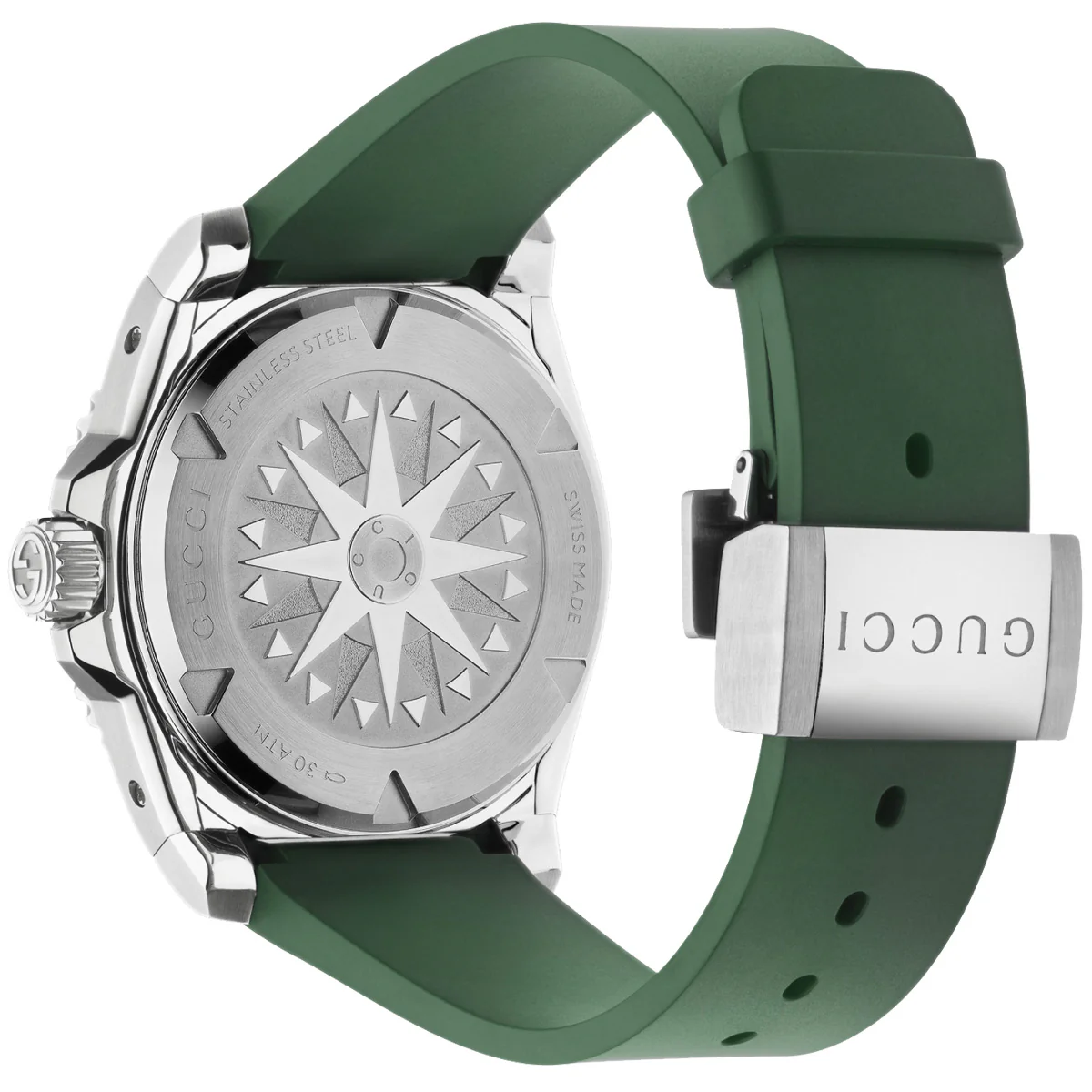 GUCCI Dive 40 mm Steel Case Rubber Strap 300 m Green Dial Ceramic Bezel - YA136360 - Image 2