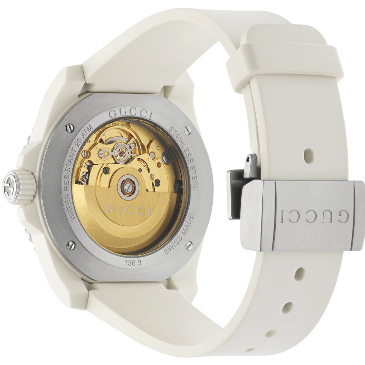 GUCCI Dive 40 mm Recycled Steel & Bio-Plastic White Transparent Dial Date - YA136343 - Image 2