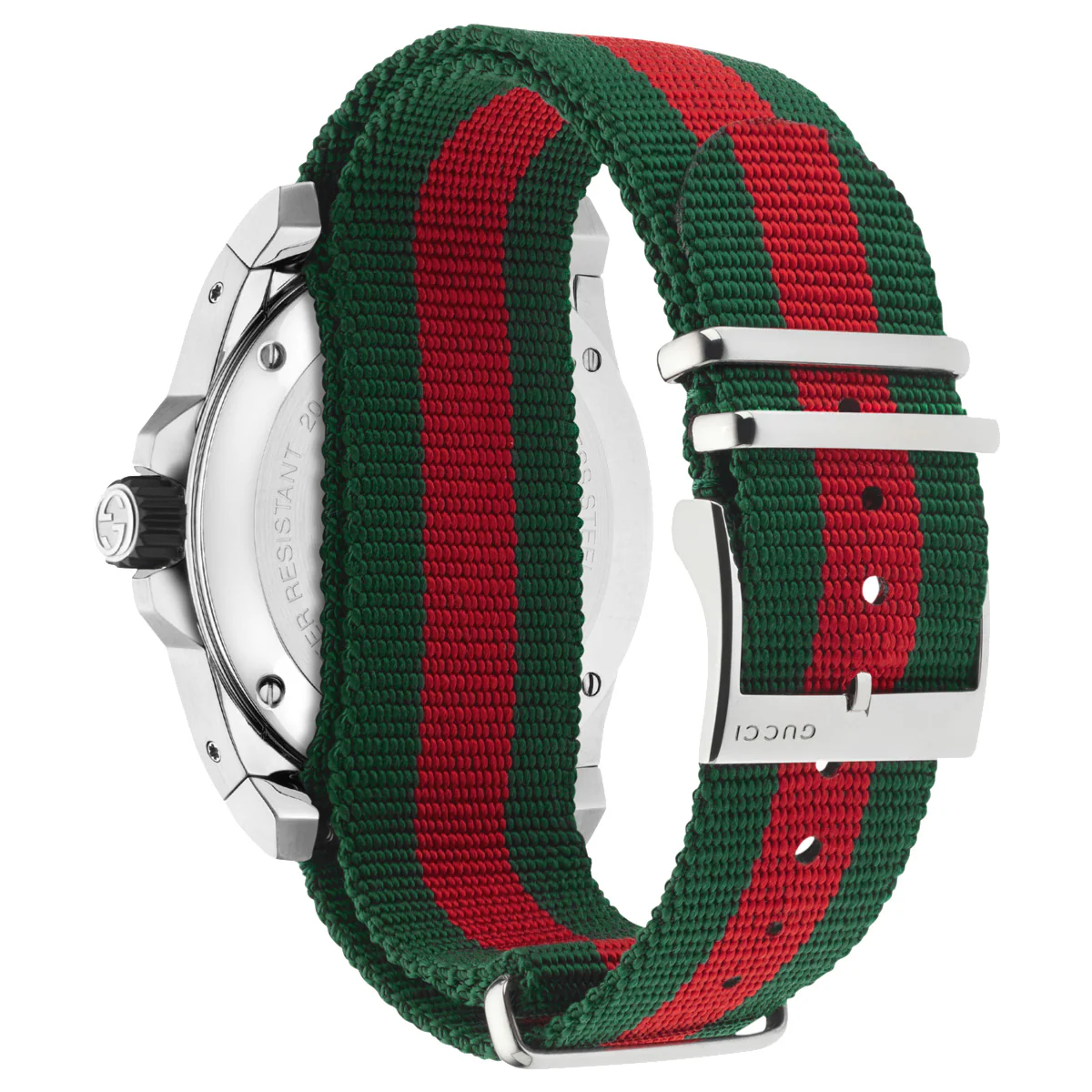 GUCCI Dive 45 mm M3 Stainless Steel Black Dial Green Red Strap - YA136209A - Image 2