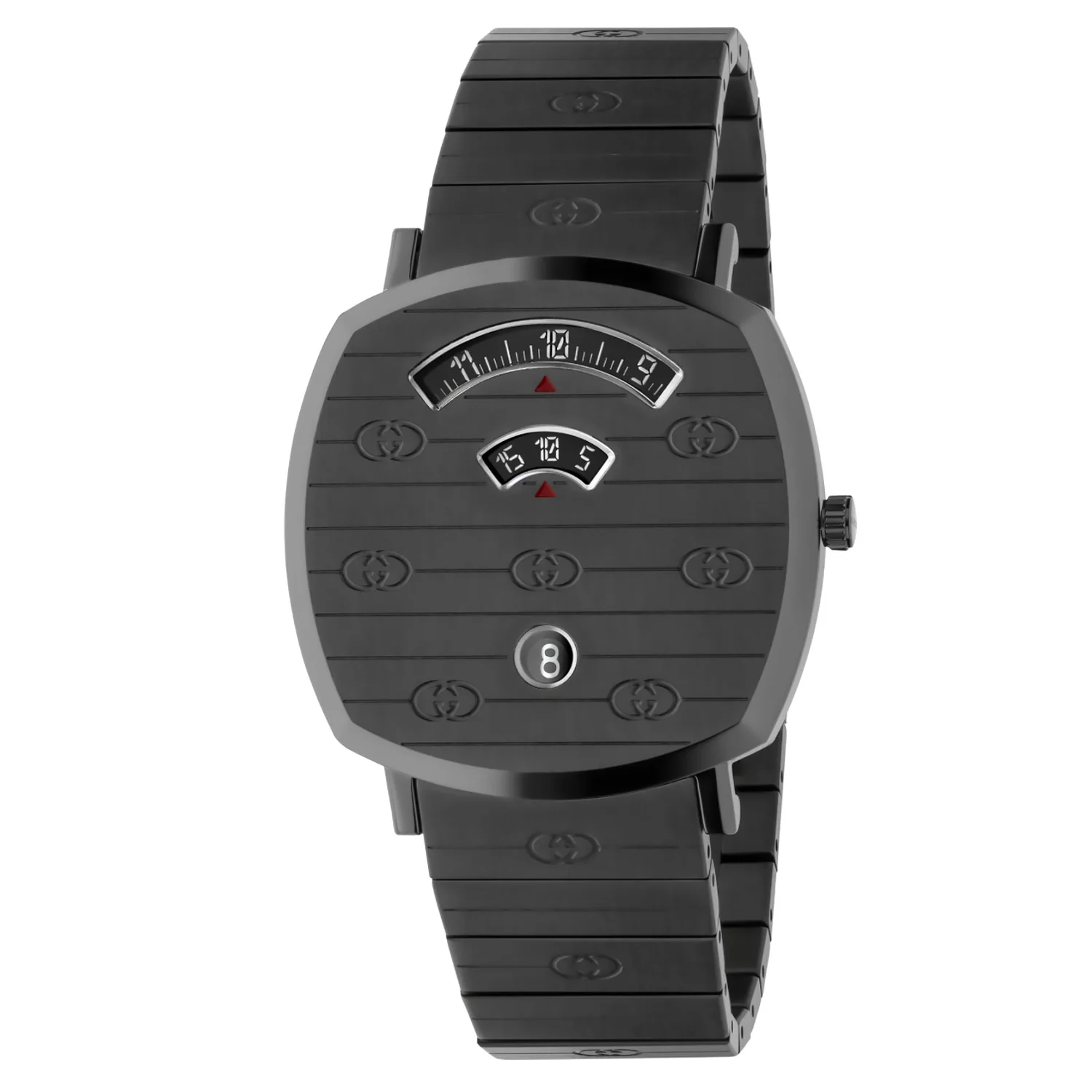 Gucci GRIP M3 Minute Hour Date Windows Gray PVD Case - YA157429