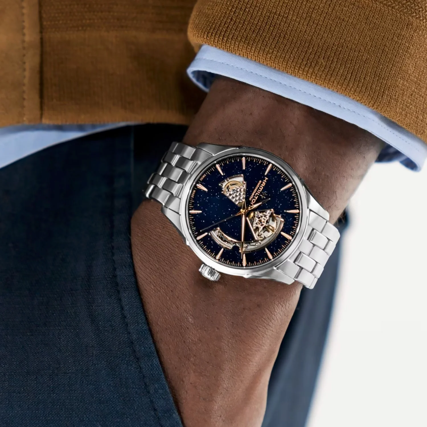 Hamilton - Jazzmaster 42 mm Open Heart Automatic Blue Dial - H32705140 - Image 3