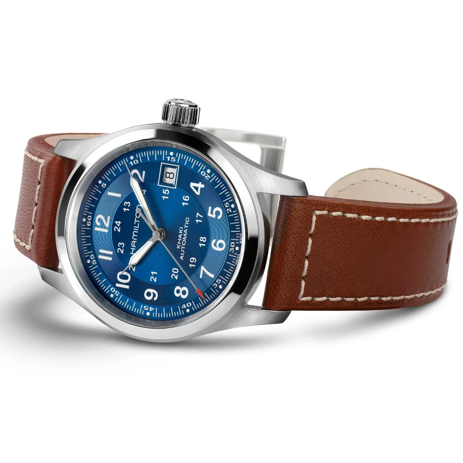 Hamilton - Khaki Field 38 mm Automatic Blue Dial Leather - H70455540 - Image 3