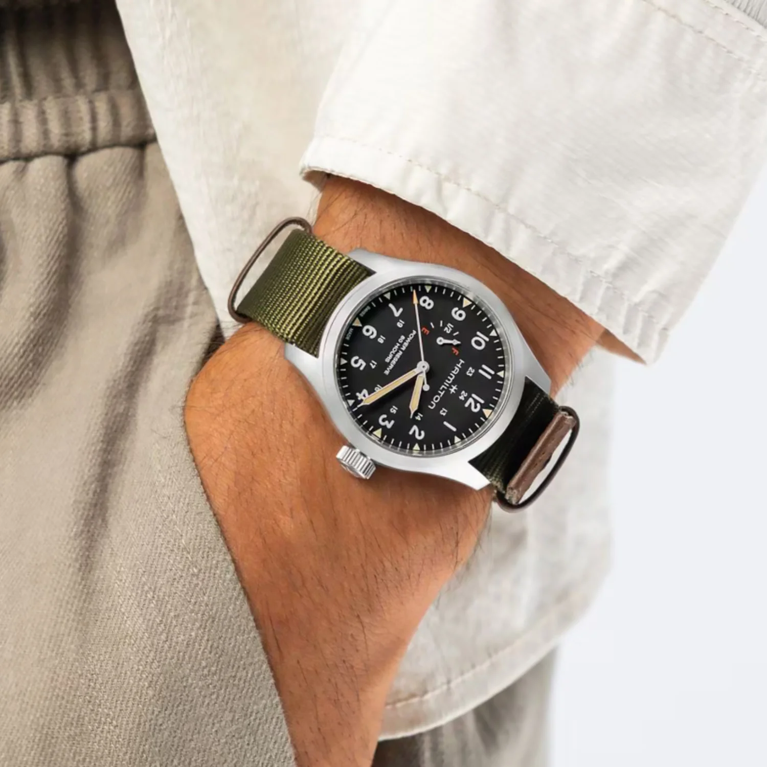 Hamilton - Khaki Field 40 mm Power Reserve Black Dial NATO Strap - H69509930 - Image 4