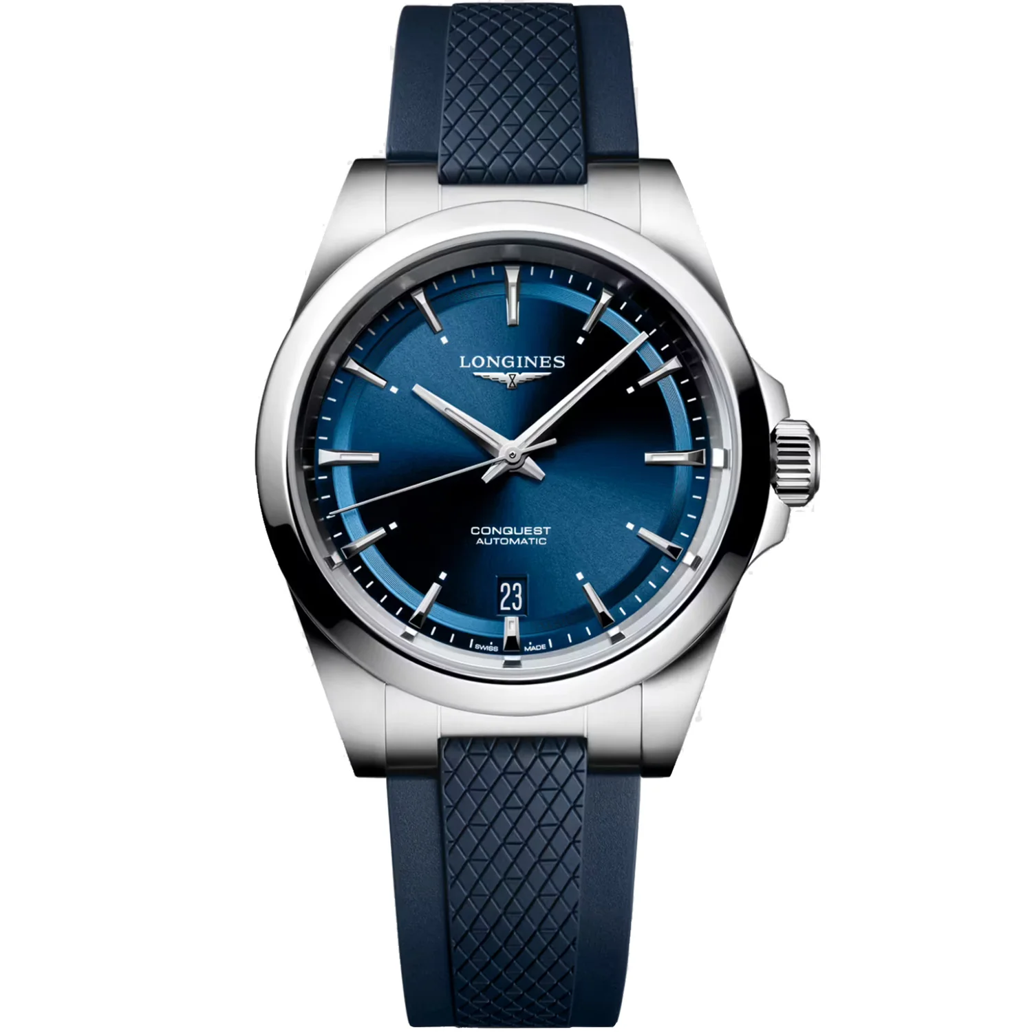 Longines - Conquest 38 mm Automatic Sunray Blue Dial Rubber Strap  - L37204929
