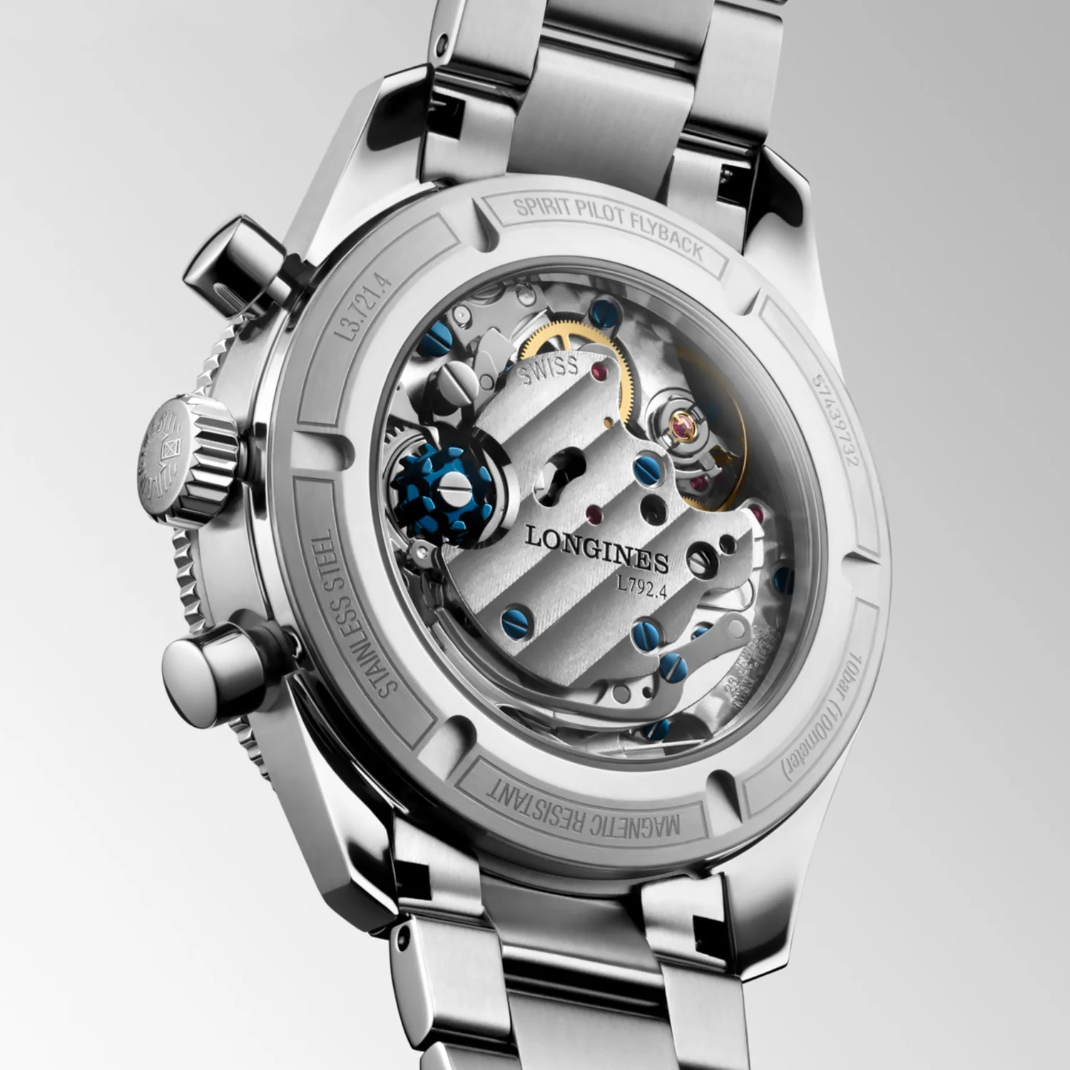 Longines - Spirit Pilot Flyback 39.5 mm Chronograph Steel Bracelet - L37214536 - Image 2