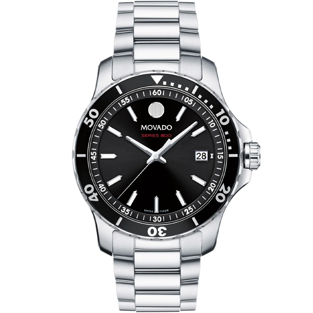 Movado - 800 Series 40 mm Steel Case & Bracelet Black Dial - 2600135