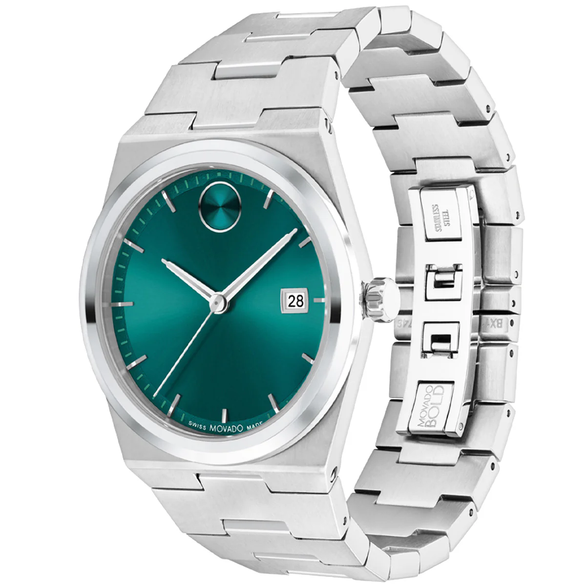 Movado - Bold Quest 40 mm Green Dial Link Bracelet - 3601222 - Image 4