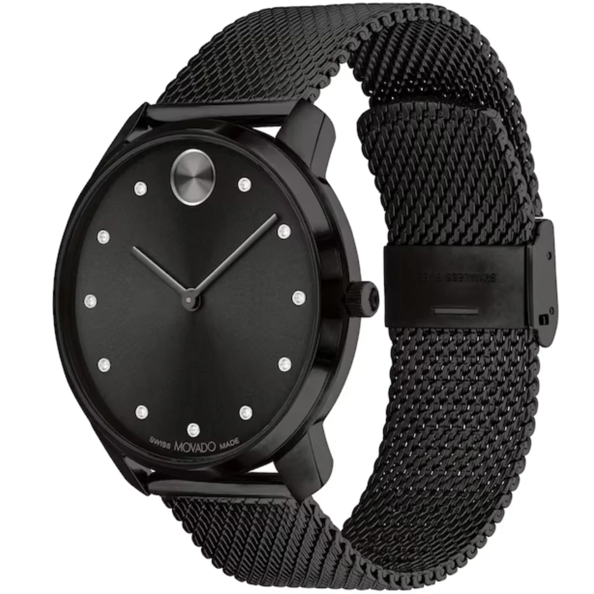Movado - Bold Thin 42 mm Black Steel Case & Mesh Bracelet - 3600904 - Image 2