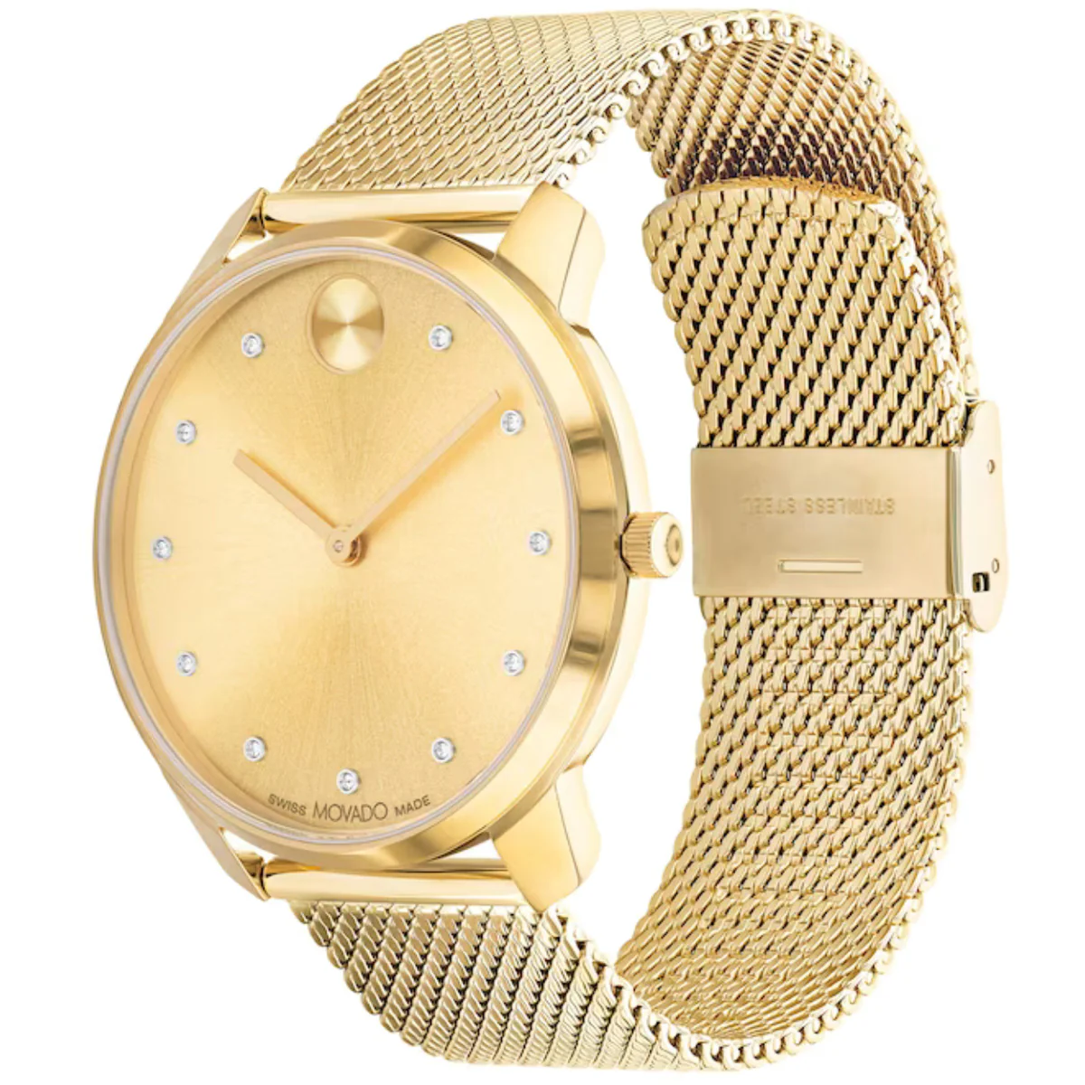 Movado - Bold Thin 42 mm Gold Ion Plated Mesh Bracelet - 3600903 - Image 2