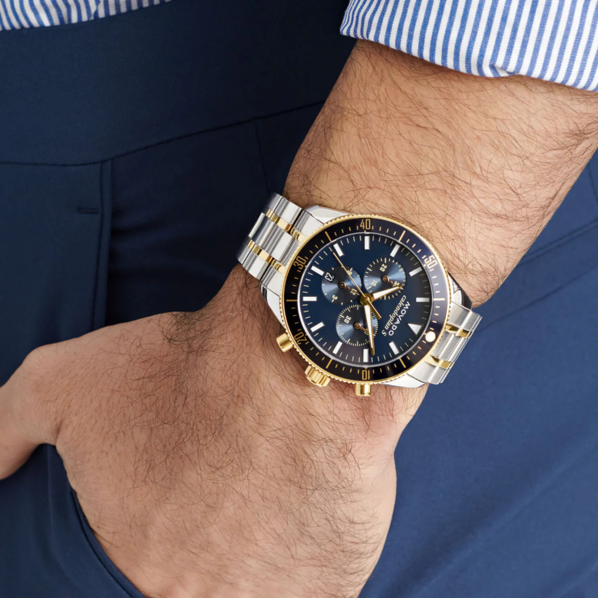 Movado - Heritage Calendoplan 42 mm Chronograph Blue Dial Two-tone - 3650126 - Image 4