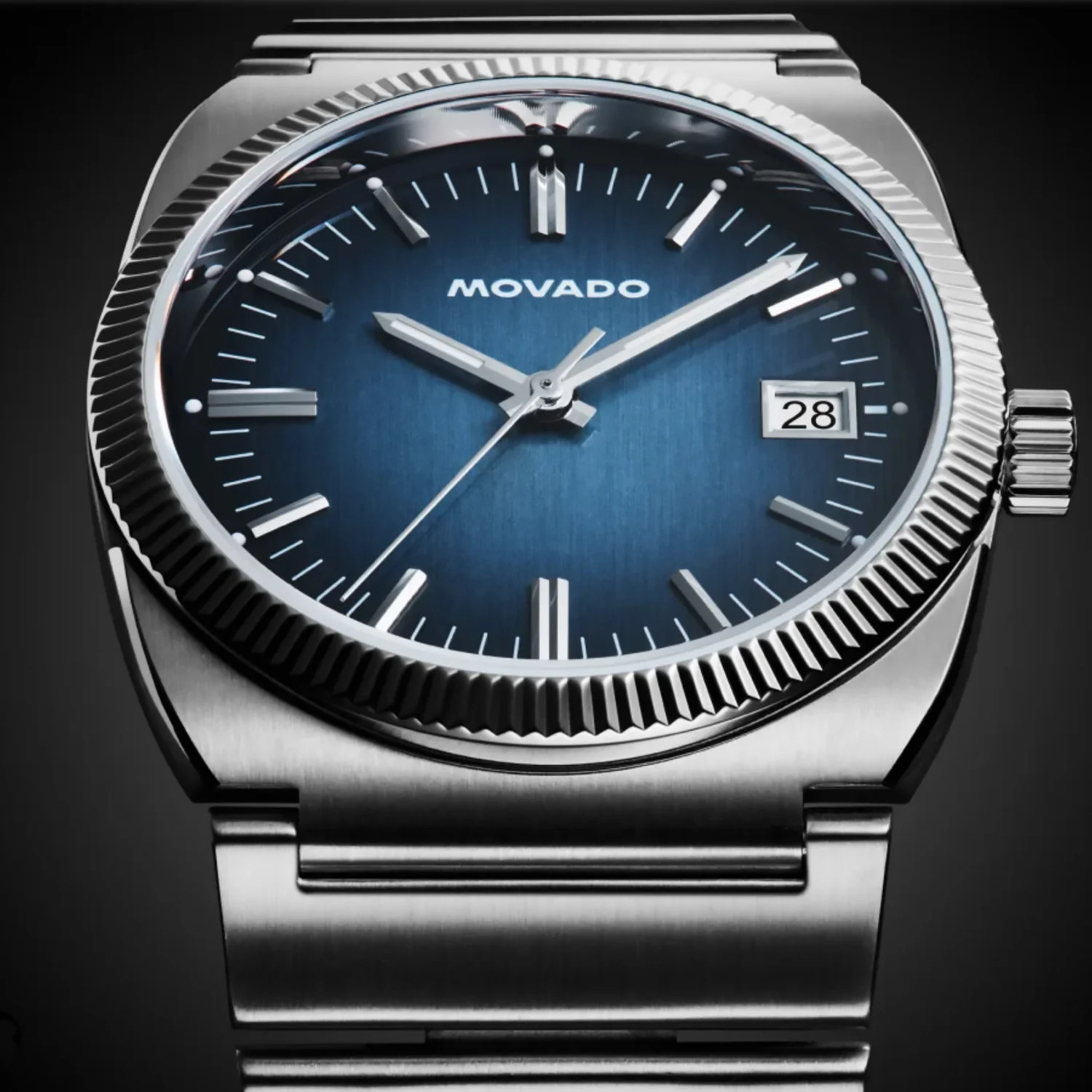 Movado - Heritage Series Ondoplan 36 mm Blue Dial Fluted Bezel - 3650215 - Image 4