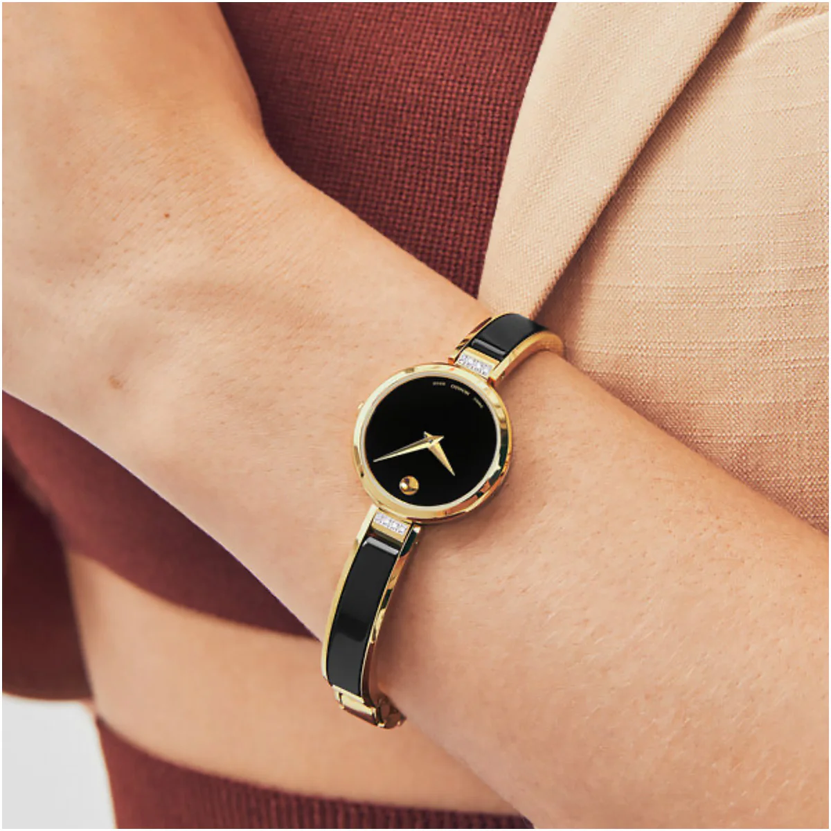 Movado - Moda Museum 24 mm Bangle Gold PVD Diamonds Womens - 0607716 - Image 4