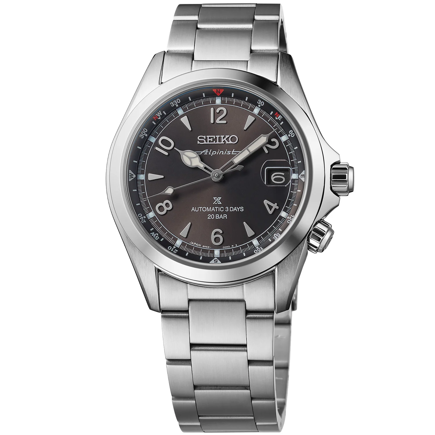 Seiko - Alpinist Black Compass Dial Steel Bracelet - SPB505