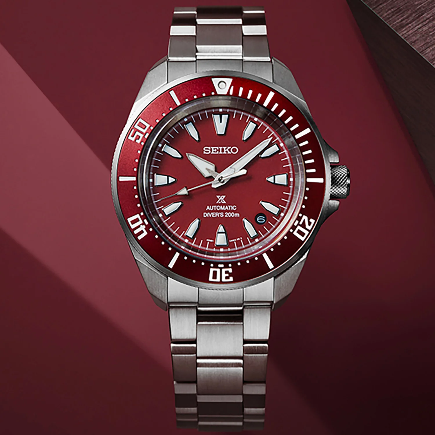 Seiko - Prospex "Samurai" Diver Red Dial Steel Bracelet - SRPL11 - Image 4