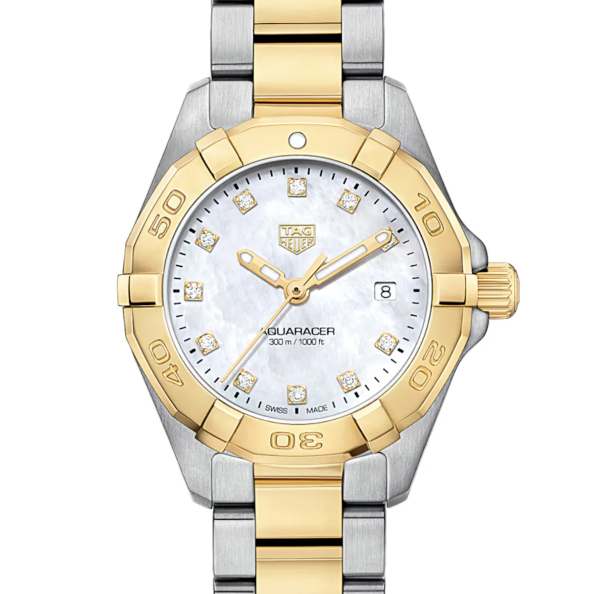 TAG Heuer - Aquaracer 27 mm Women's Mother of Pearl Diamond Dial Two-Tone - WBD1422.BB0321 - Image 2